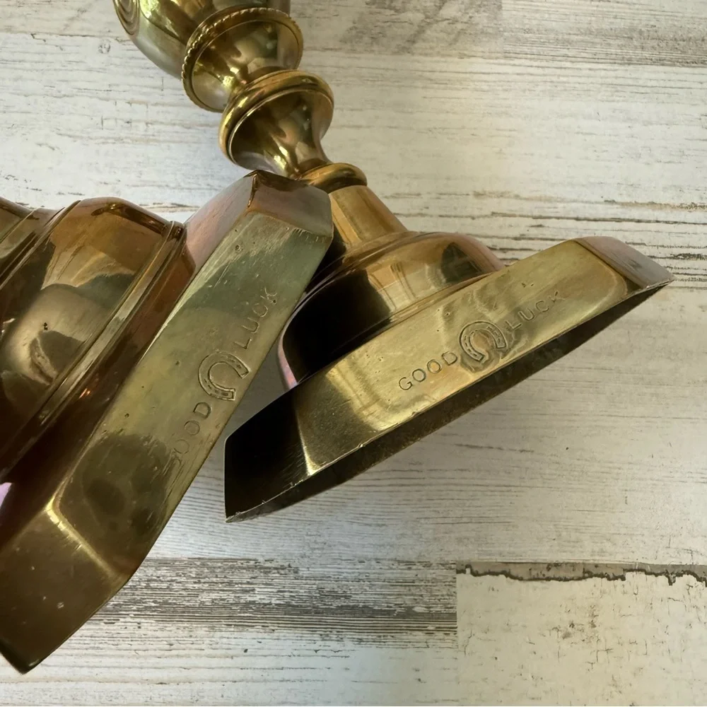 Vintage Brass Candlestick Holders Pair (Set of 2) Push-Up Feature
